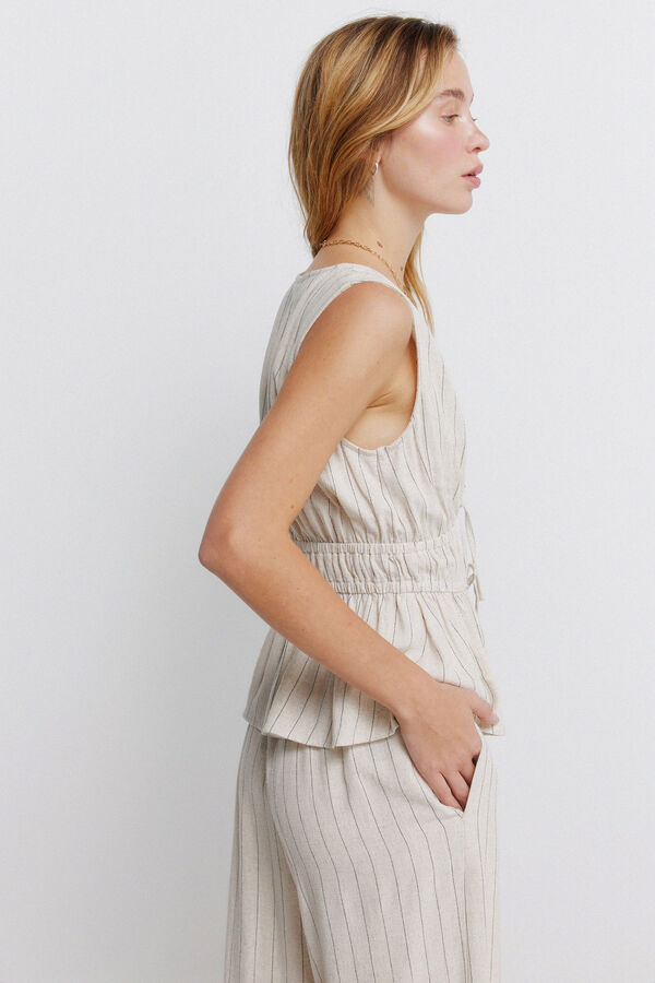 Springfield Striped wide leg trousers nude