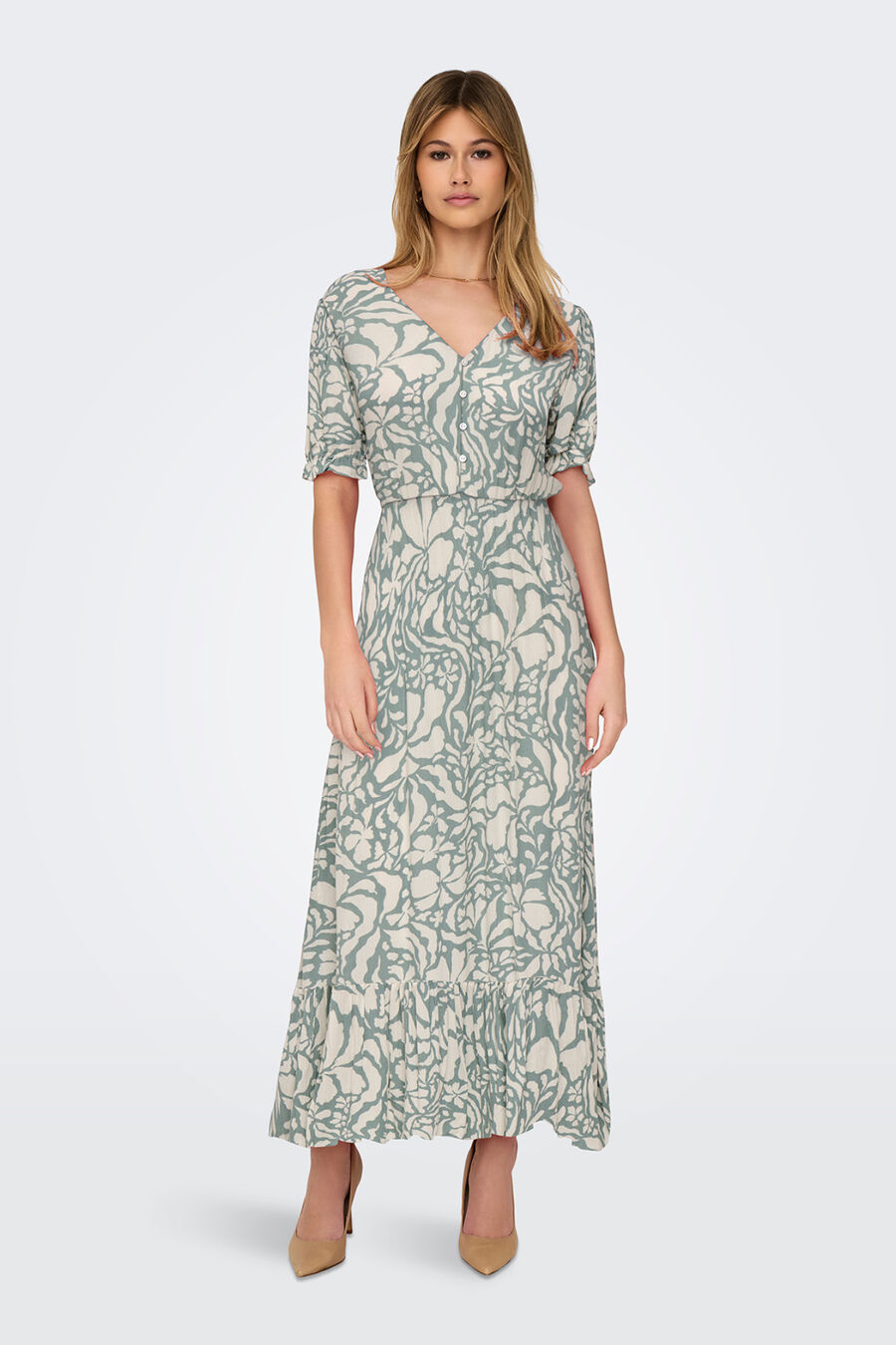 Vestido largo manga corta