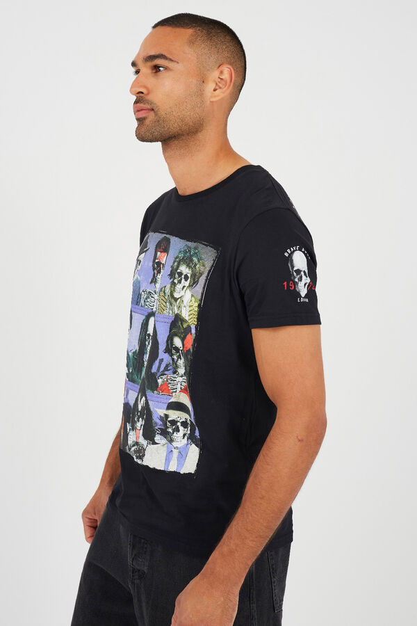 Brave Soul Camiseta calaveras manga corta negro