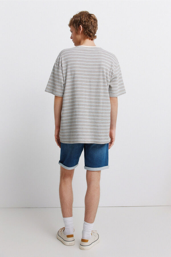 Springfield Mid-wash knit denim Bermuda shorts blue