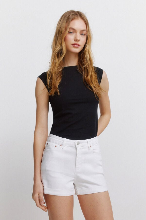 Springfield Short mid-rise jeans white