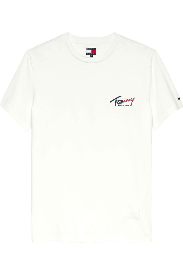 Tommy Jeans Camiseta slim manga corta marfil