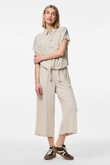 Pieces Linen knot detail short sleeve shirt brown