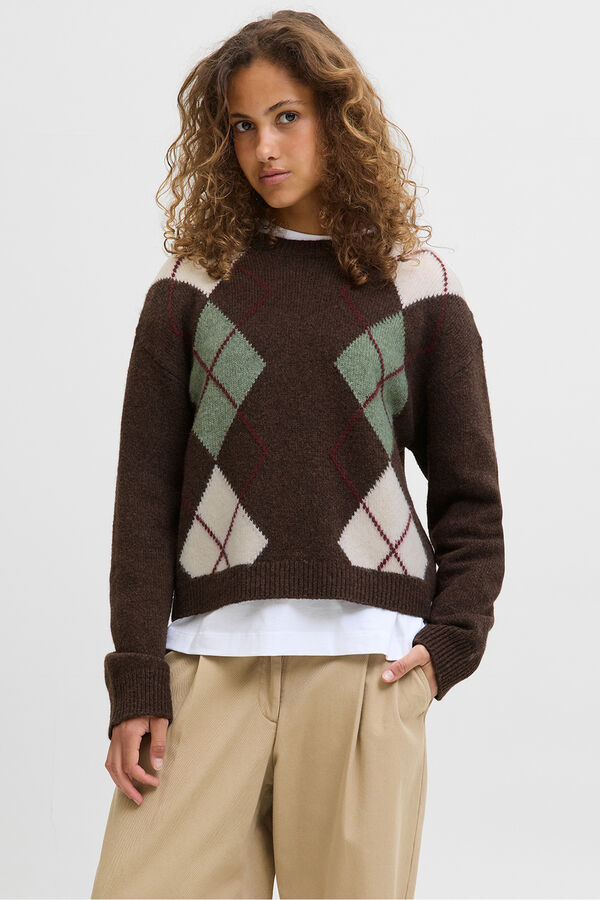 Jack & Jones Jersey de punto rombos marr&oacute;n