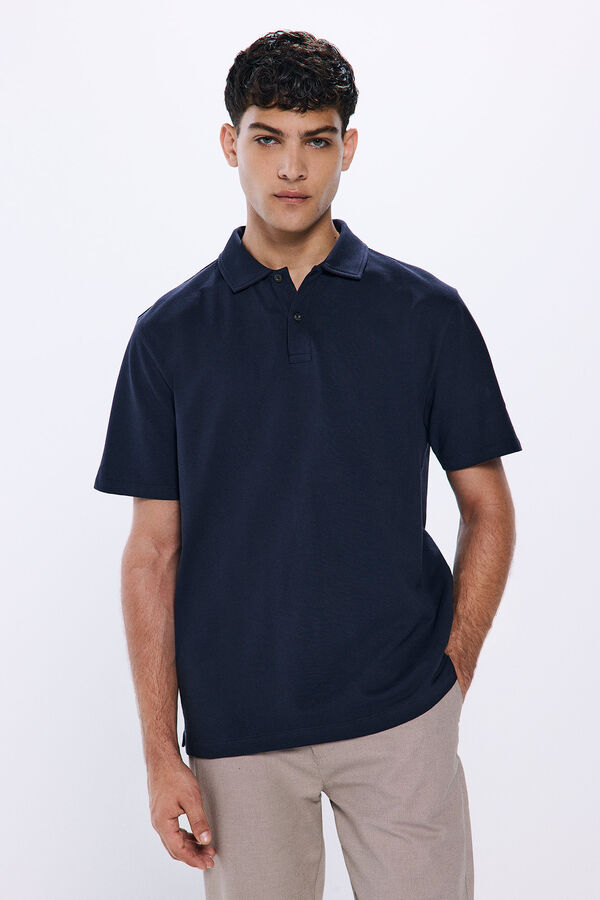 Springfield Polo piqué estructura regular fit azul oscuro