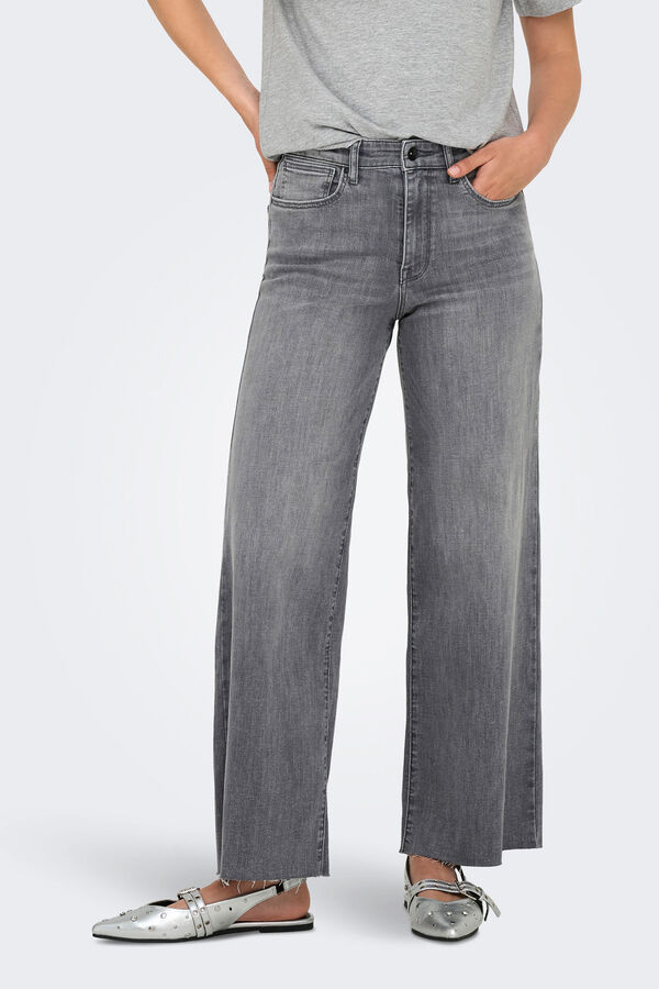 Only Jeans wide leg crop gris