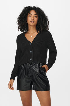 Only Short knit cardigan negru