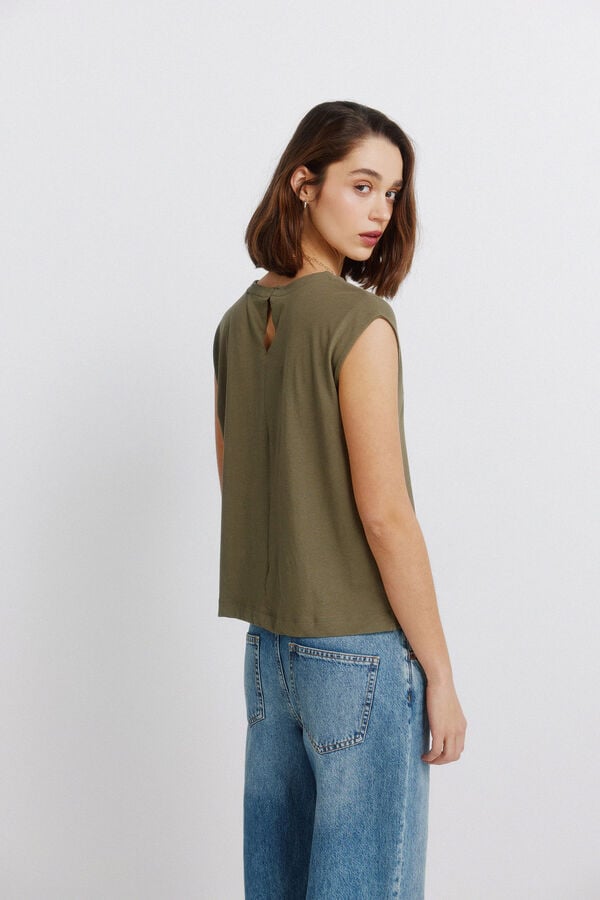 Springfield Plain basic straight T-shirt beige