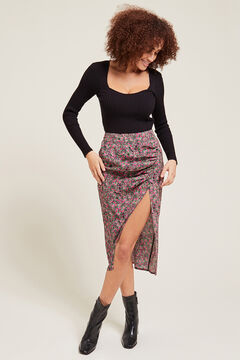 Springfield Midi skirt with slit and frills ecru