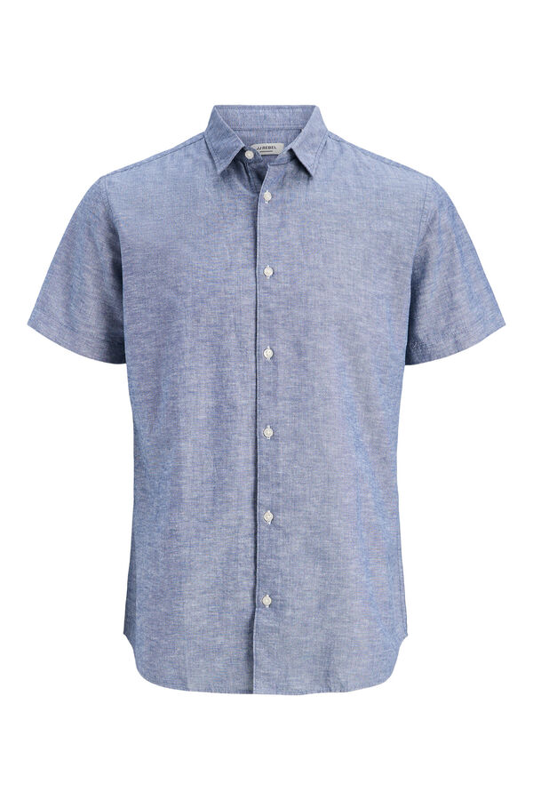 JJ REBEL Linen comfort fit shirt blue
