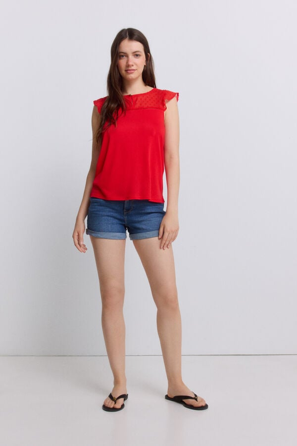 Springfield Camiseta bimateria plumeti rojo