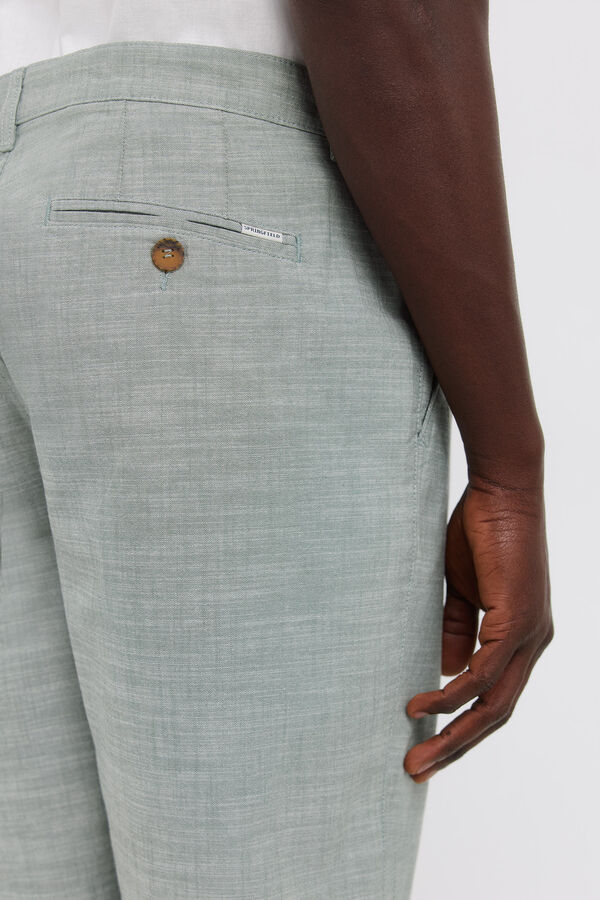 Springfield Bermude od chambray tkanine udobnog slim fit kroja Zelena