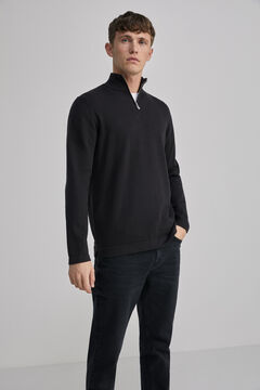 Springfield Plain high neck jumper with zip black