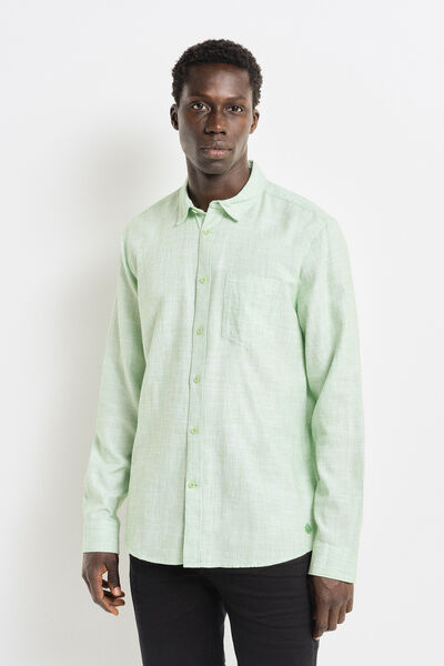 Springfield Two-tone structured shirt khaki