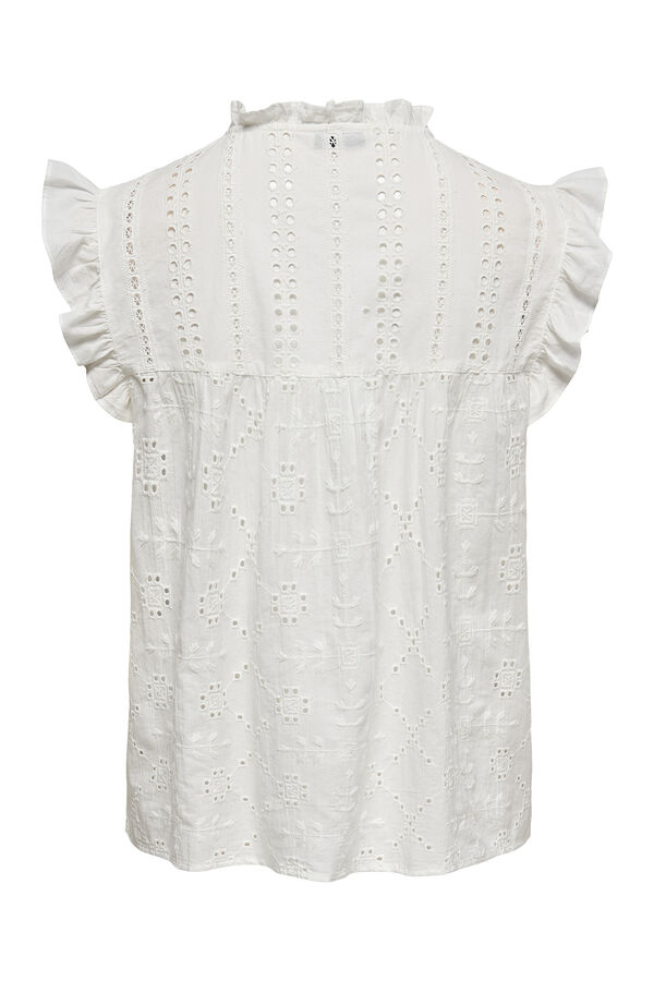 Only Kurz&auml;rmelige Bluse R&uuml;schen Wei&szlig;