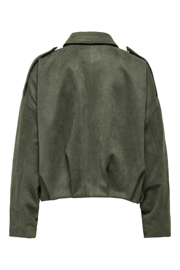 JDY Suede-effect bomber jacket green