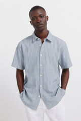 Springfield Striped rustic short sleeve shirt blue