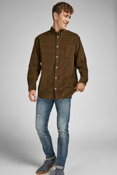 Springfield Relaxed fit cotton shirt brown