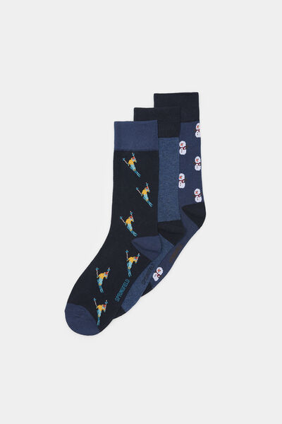 Springfield Pack de 3 chaussettes hautes dans les tons bleus bleuté