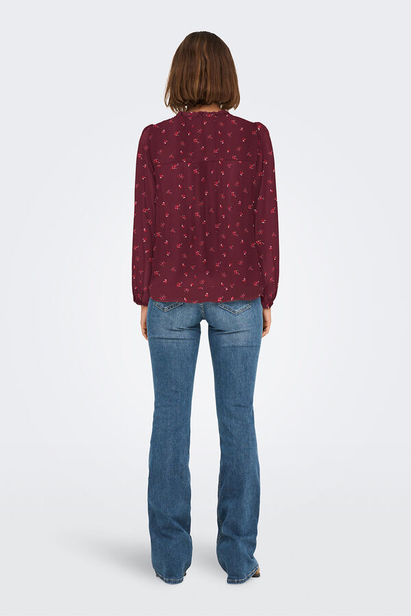 Only Blusa de gasa estampada burdeos