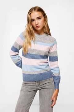 Springfield Wool colour block stripes jumper grey mix