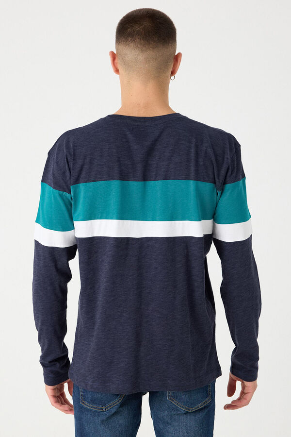 Springfield Camiseta Texturas Combinadas azul oscuro