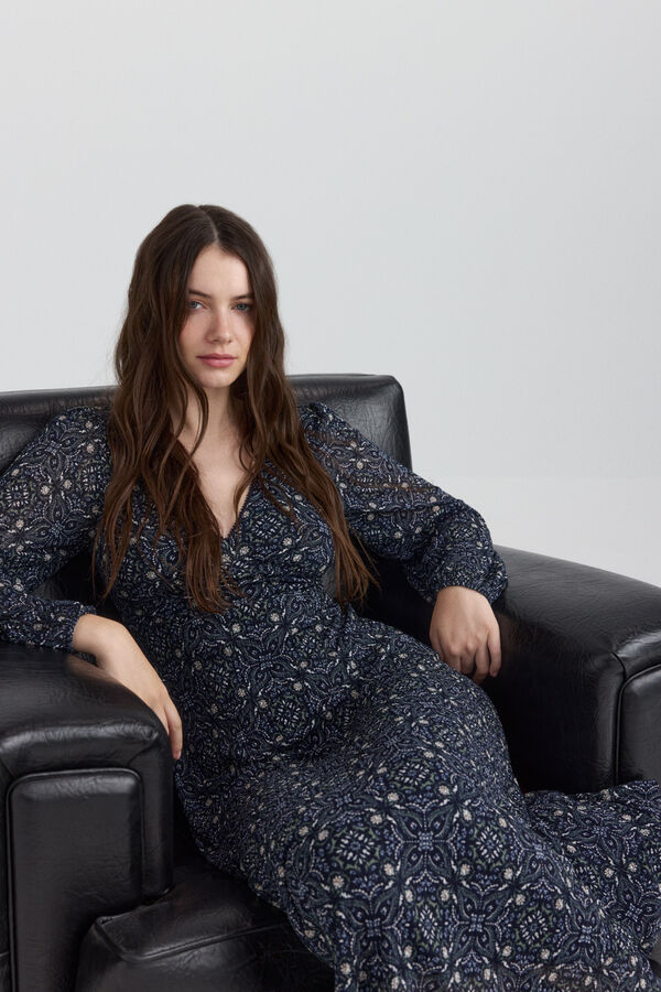 Springfield Boho midi haljina sa printom Plava