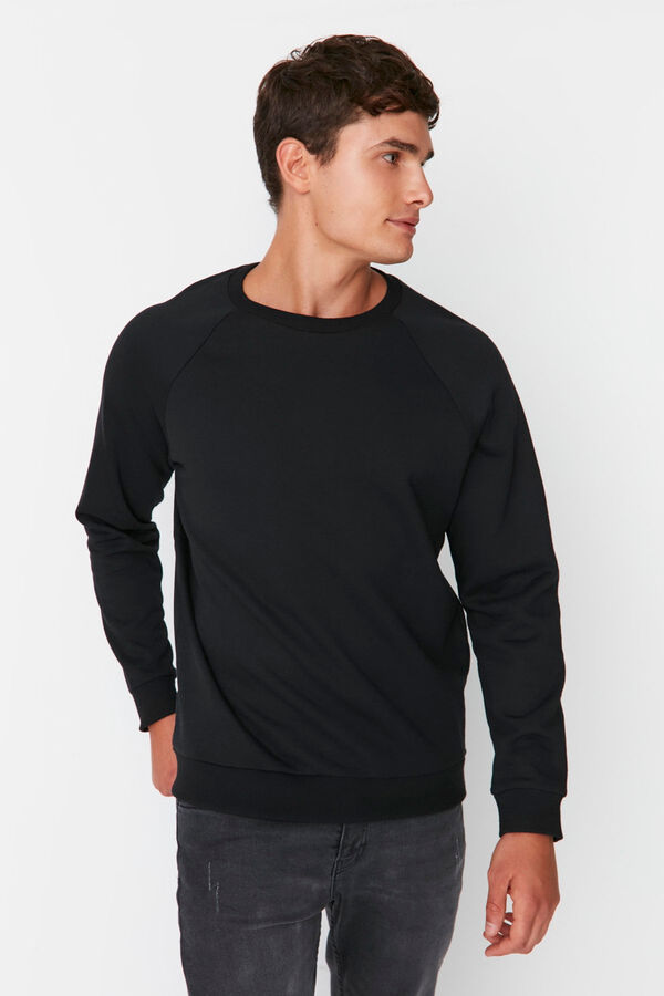 Trendyol Sudadera regular sin capucha negro