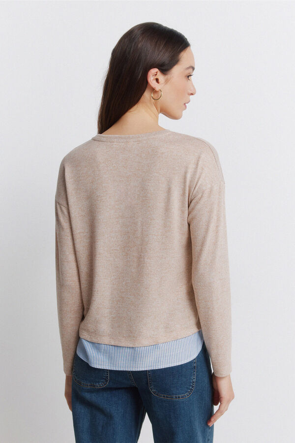 Springfield Combined T-shirt with side buttons brown