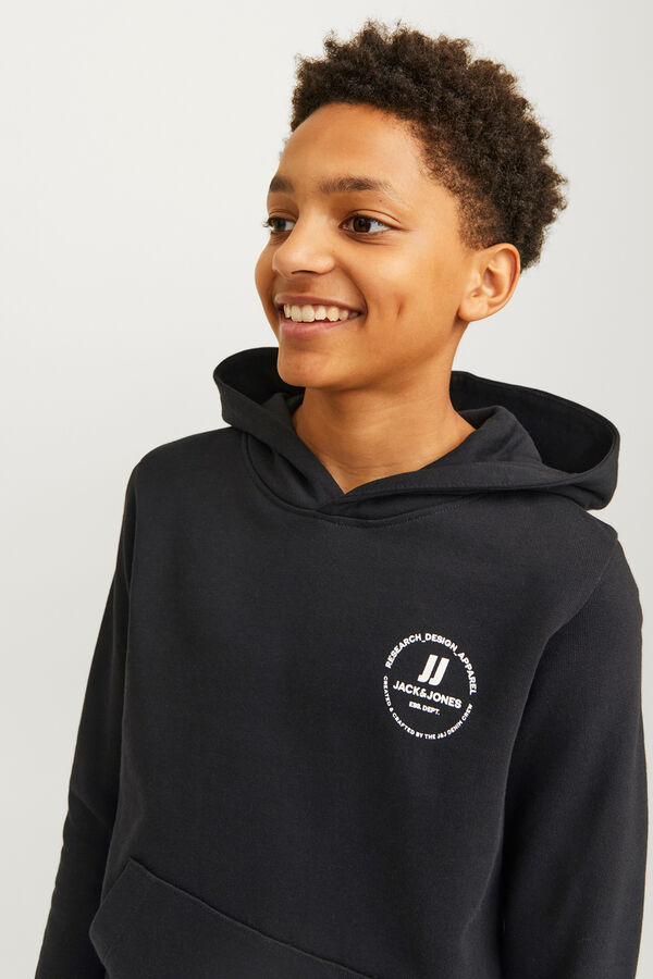 Jack & Jones Junior Fleece hood sweatshirt  Crna