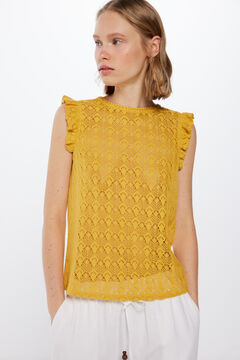 Springfield T-shirt estrutura crochet camelo