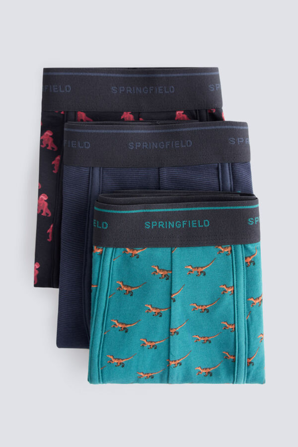 Springfield Pack of 3 dinosaur boxers blue