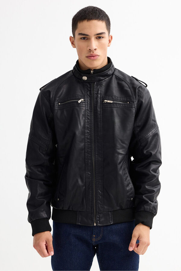 Inside Faux leather Jacket black