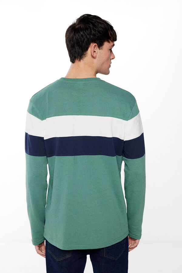 Springfield Long-sleeved piqué T-shirt with seams green