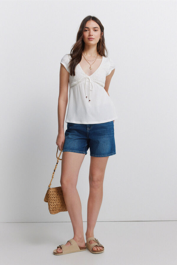 Springfield Short sleeve T-shirt with bow beige