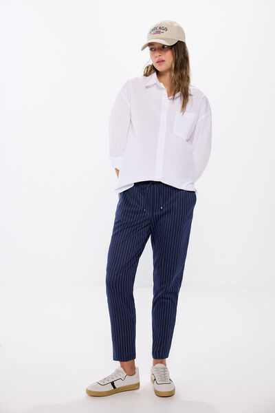 Springfield Pantalon jogger maille circulaire bleuté