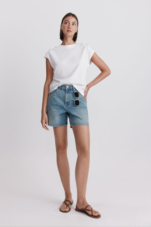 Springfield Gold button T-shirt white