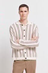 Springfield Patterned striped cardigan white