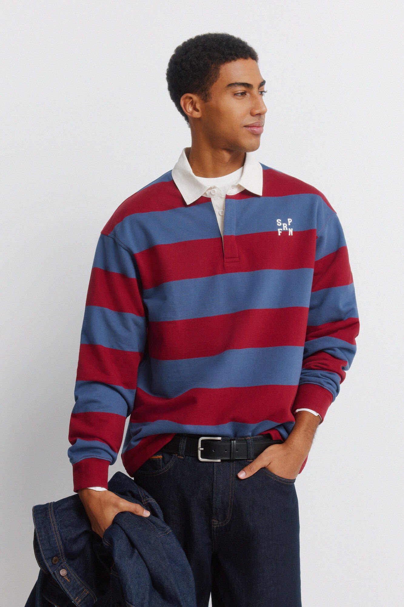 Springfield Striped long sleeve rugby polo shirt