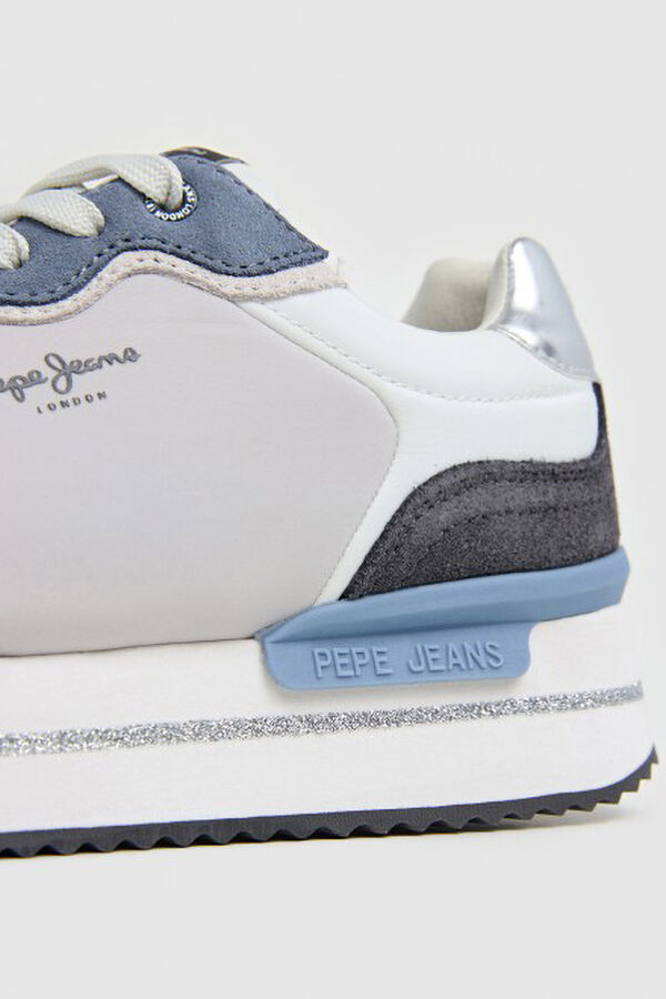 Pepe Jeans suede and glitter sneakers blue