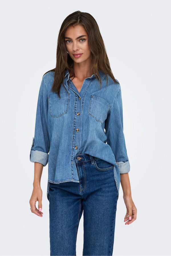 Only Camisa vaquera bolsillos frontales azul