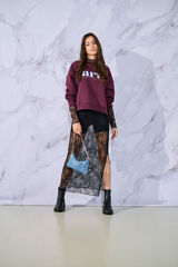 Only Sudadera texto frontal burdeos