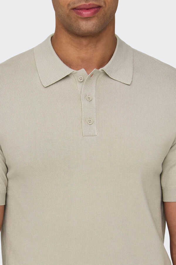 Springfield Short-sleeved jersey-knit polo shirt gray