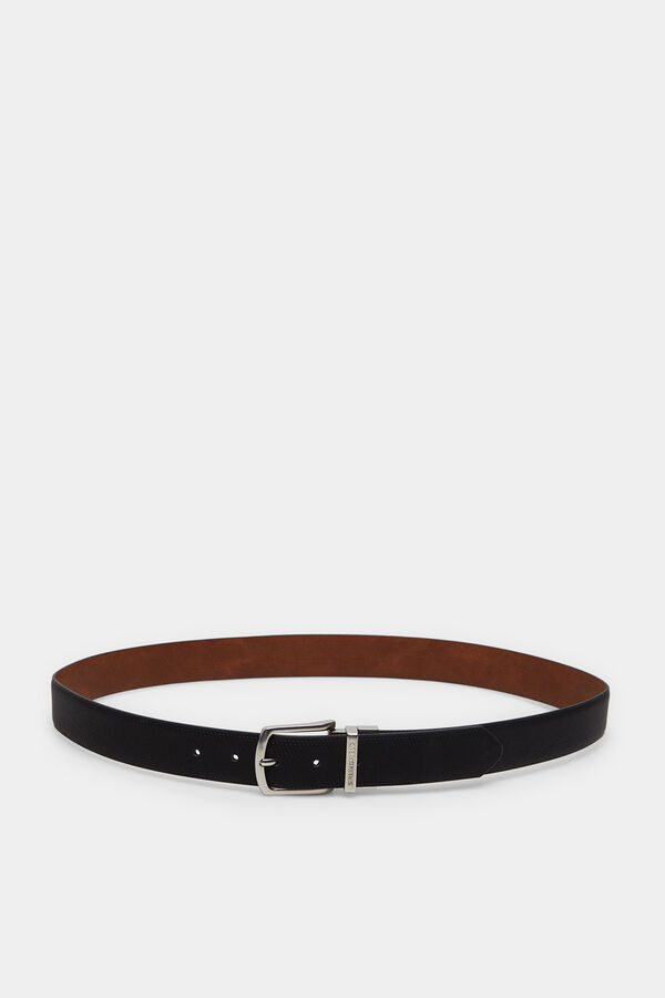 Springfield Reversible micro-perforated faux leather belt black