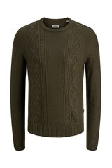 JJ REBEL Jersey de punto trenzado verde