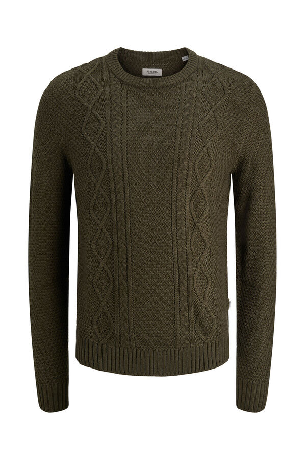 JJ REBEL Jersey de punto trenzado verde