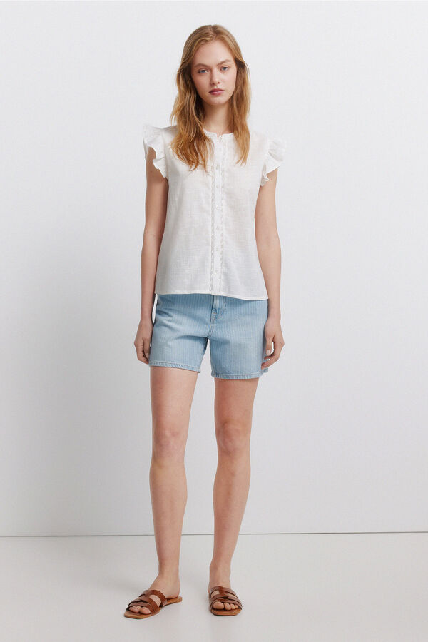 Springfield Lace ruffle shirt beige