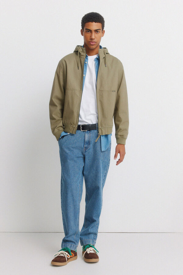 Springfield Cotton hooded jacket beige