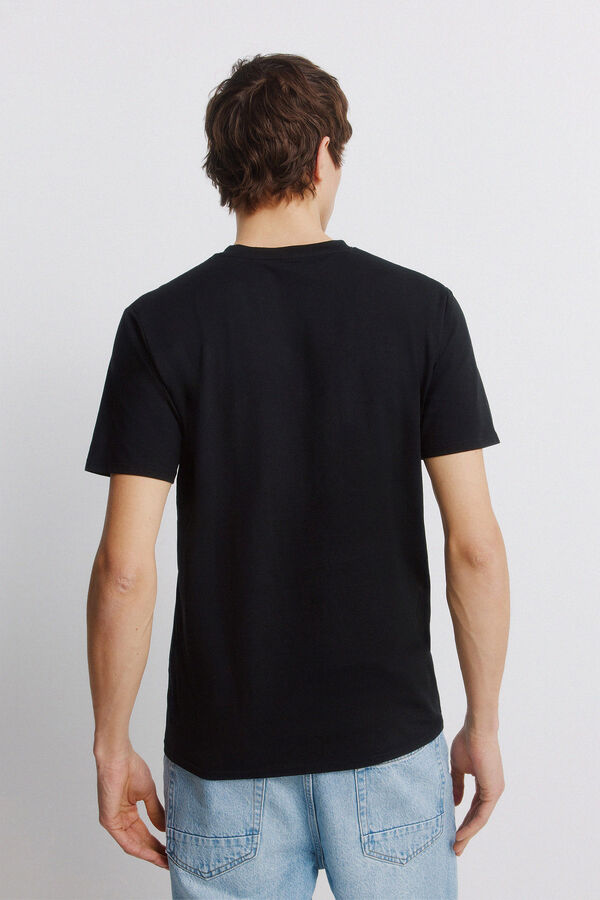 Springfield T-shirt gola em bico slim fit em lycra preto