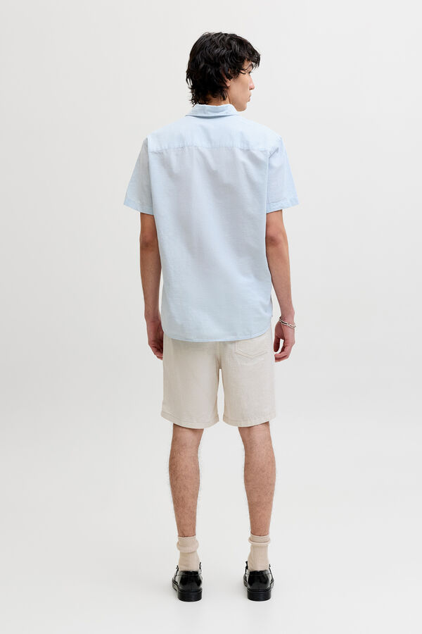 Jack & Jones Camisa lino manga corta azul